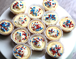 Red, White and Blue Embellished Mini Cheesecakes
